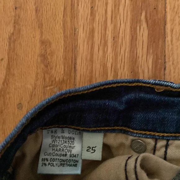 Rag & Bone Justine skinny dark wash waist 25 inseam is 30 great condition - Picture 5 of 7